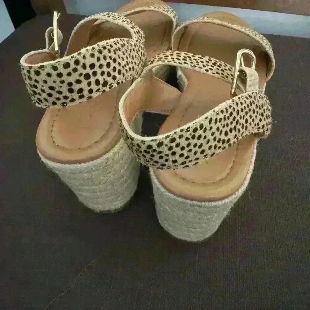 NWT J.Crew Leopard Calfhair Platform Espadrilles